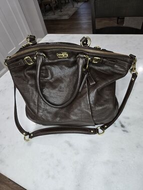 Coach Brown Leather Satchel with Shoulder Strap